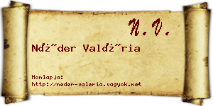 Néder Valéria névjegykártya